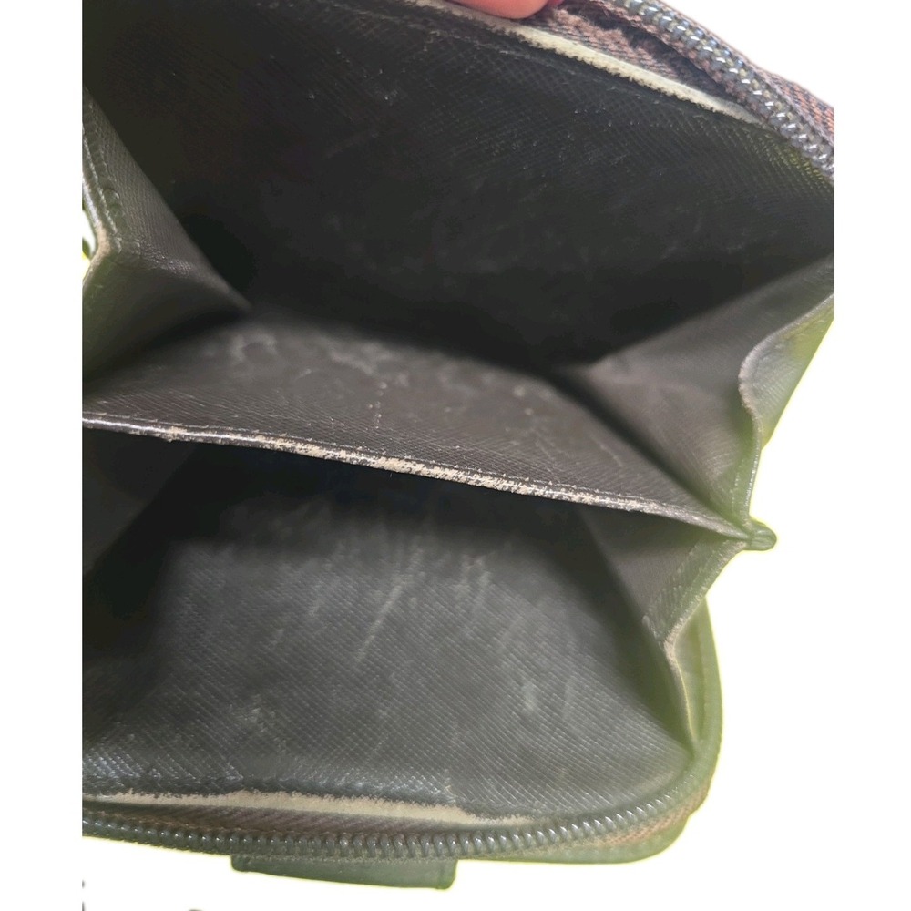 Prada Saffiano Leather Bifold Zip Coin Wallet Brown Triangle Logo Made Italy - Picture 9 of 16